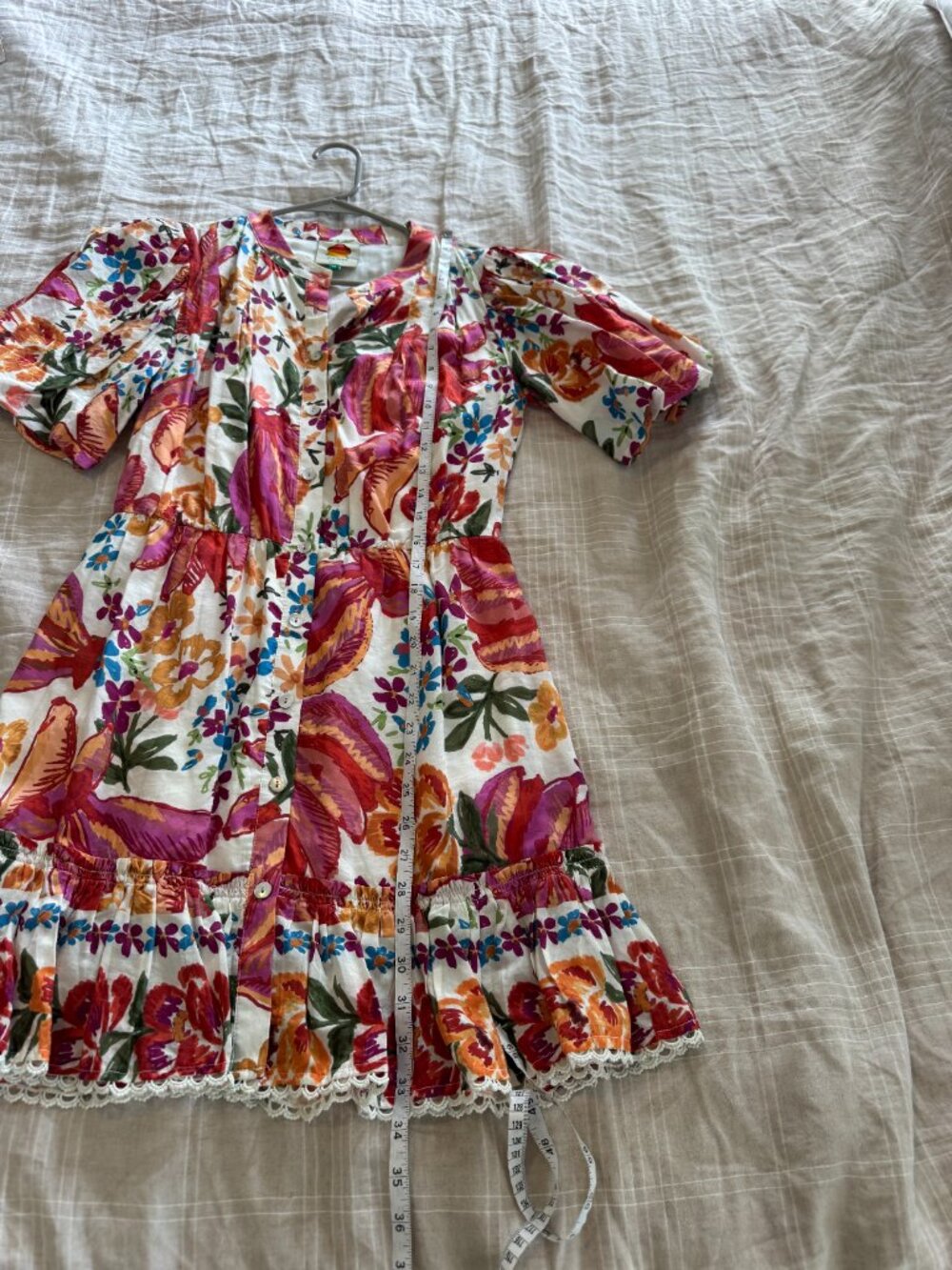 Farm Rio White Spring Bananas Mini Dress NO Belt - Picture 13 of 13
